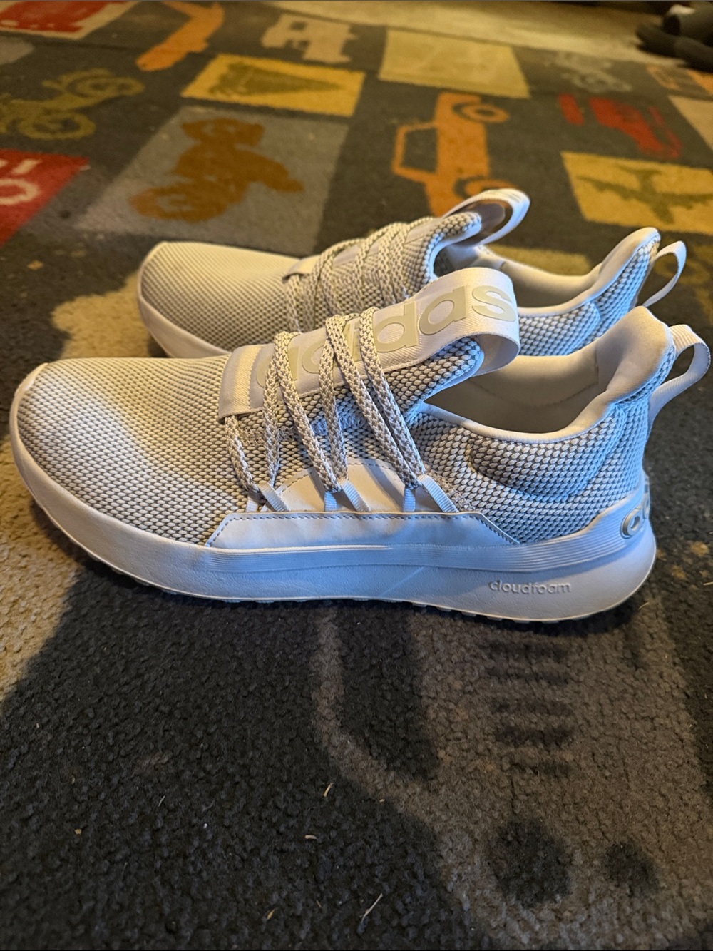 adidas Kids White Lightweight Cloudfoam Sneakers